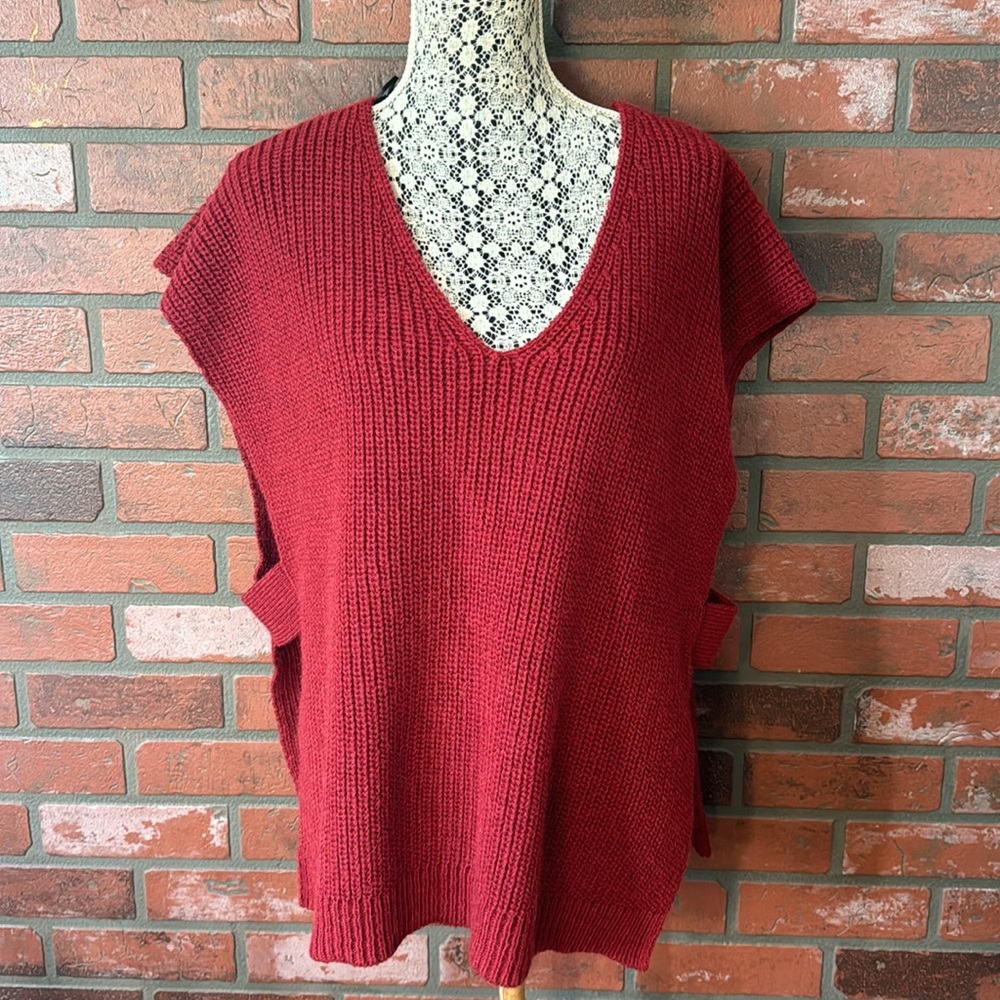 BNWT Anthropologie's COCOGIO Deep Red Knit Wool Blend Poncho